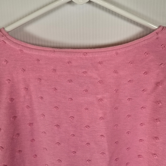 NWOT Talbots Womens Long Sleeve Crewneck Tee Textured Dot Bubblegum Pink Size - Picture 6 of 9